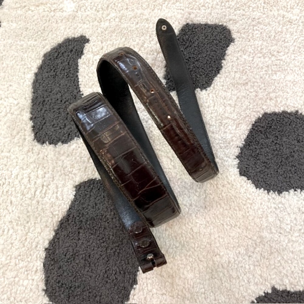 Vicenza Sport Size 32 Vintage Brown Leather Embossed Alligator Croc Belt Strap